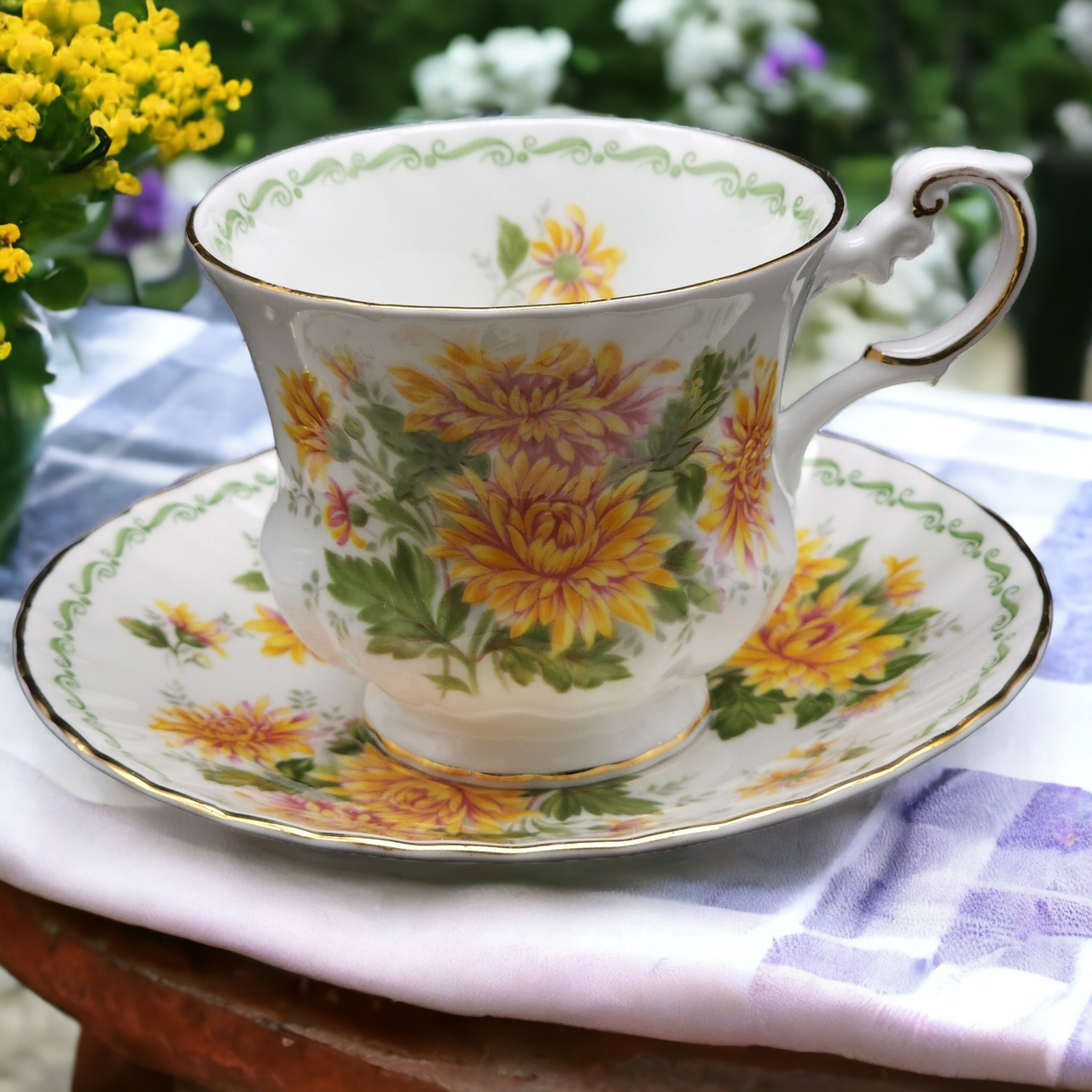 Queen's Flower of the Month November Footed Cup & Saucer Set