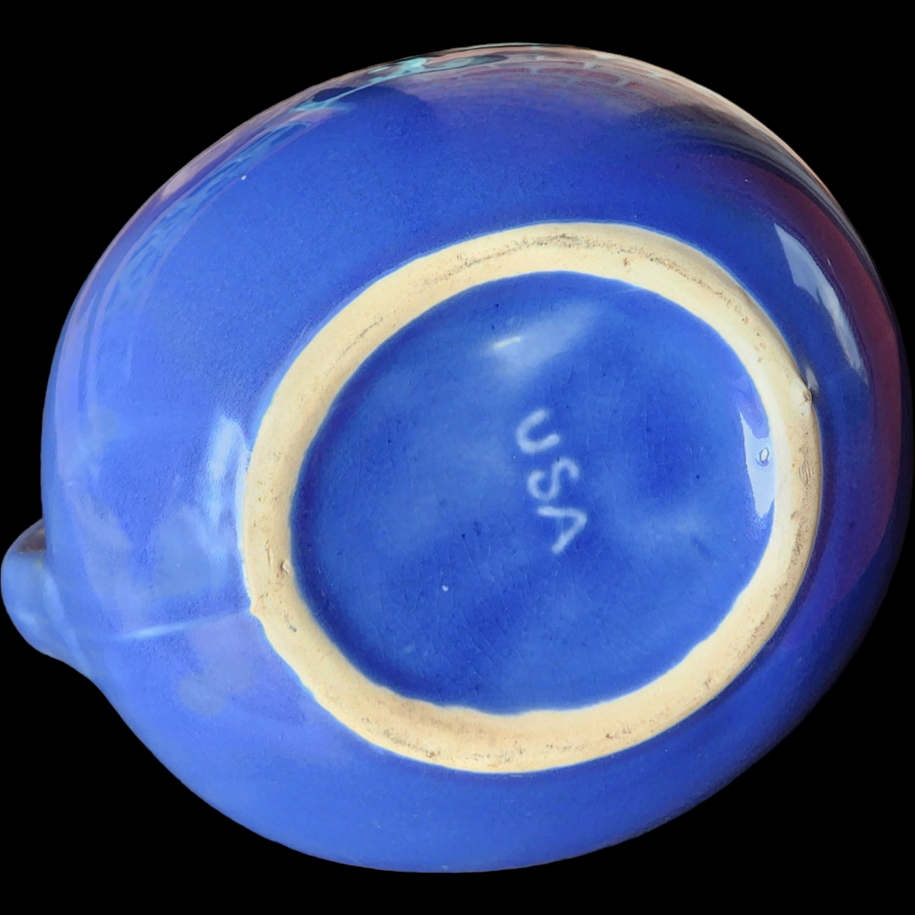 80 Oz USA Pottery Harlequin Mauve Blue Ball Jug with Ice Lip