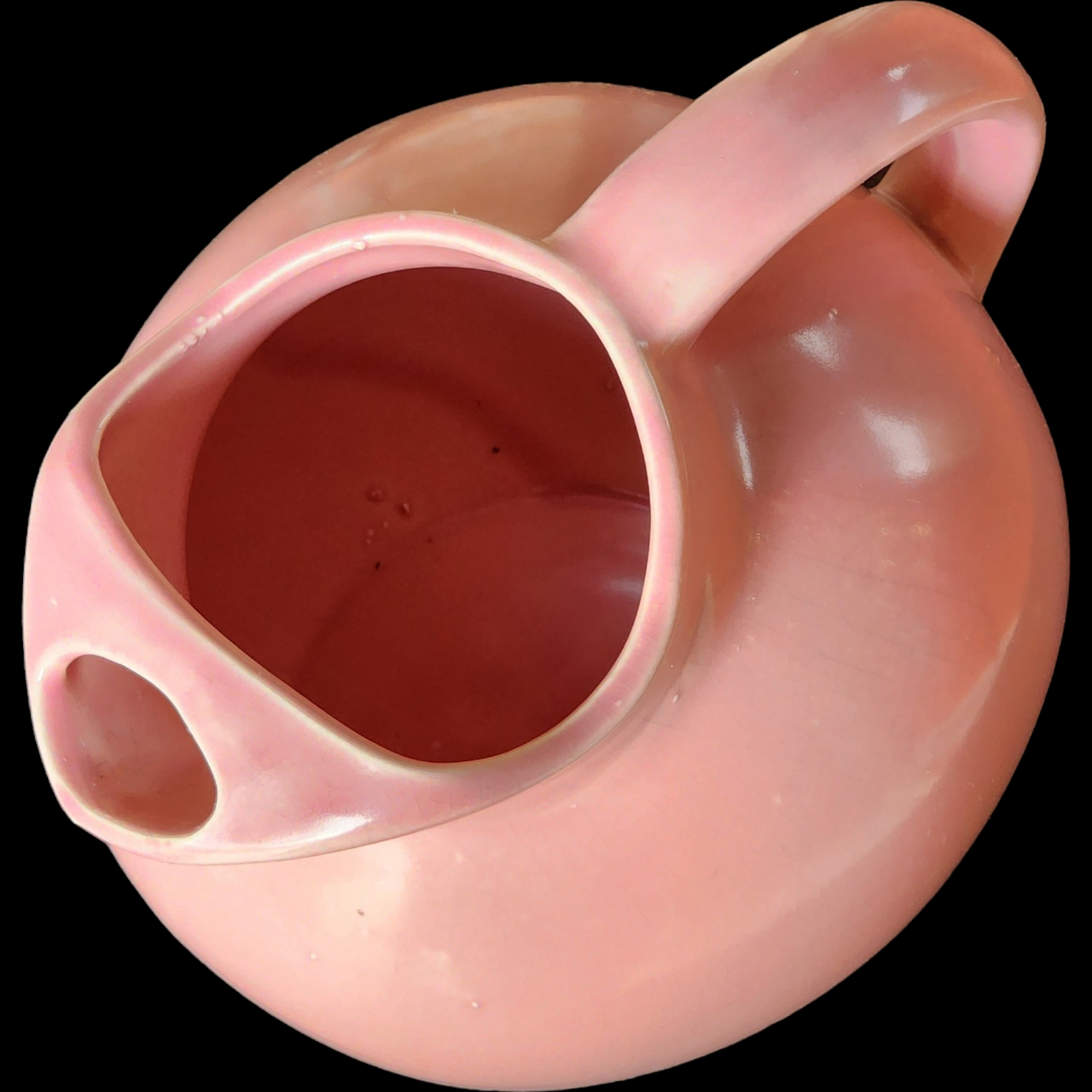 80 Oz USA Pottery Rose Pink Ball Jug with Ice Lip