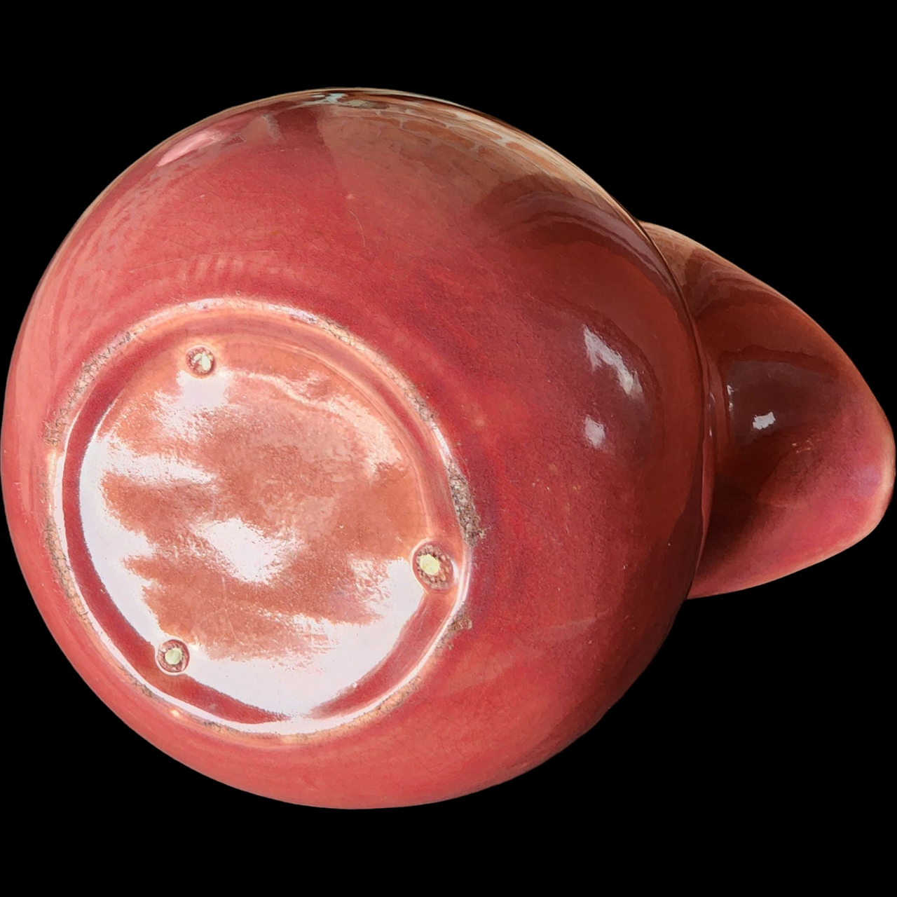 80 Oz USA Pottery Harlequin Rose Pink Ball Jug with Ice Lip Homer Laughlin