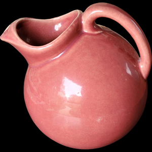 80 Oz USA Pottery Harlequin Rose Pink Ball Jug with Ice Lip