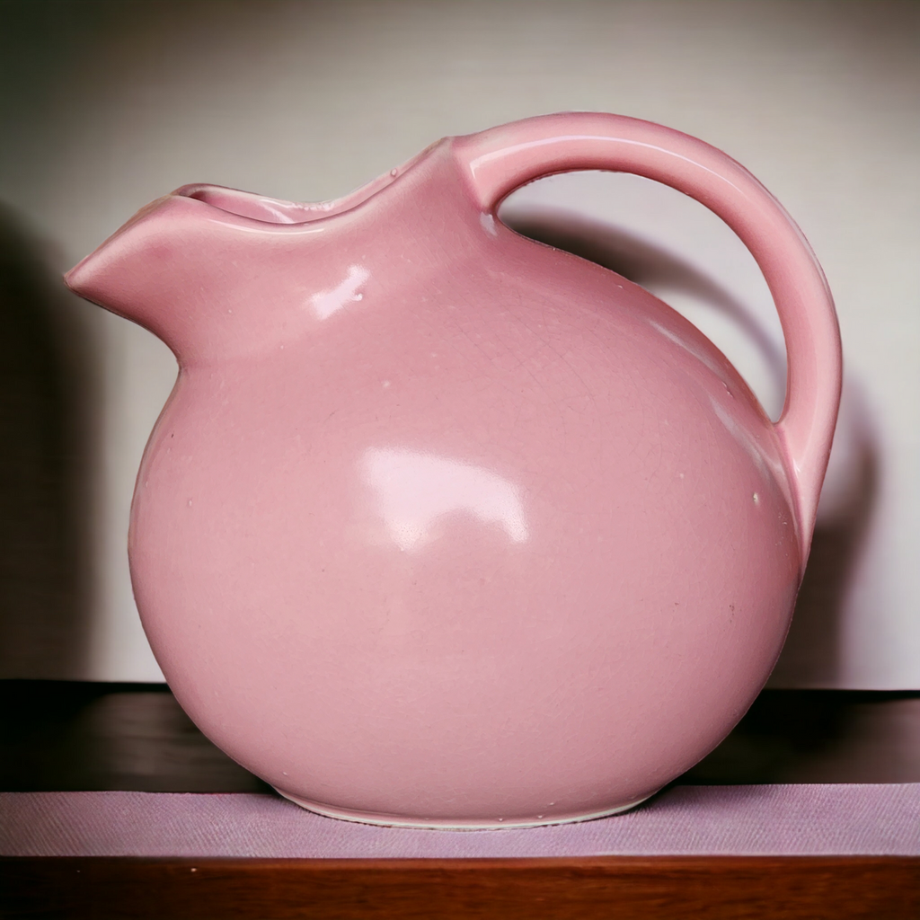 80 Oz USA Pottery Rose Pink Ball Jug with Ice Lip