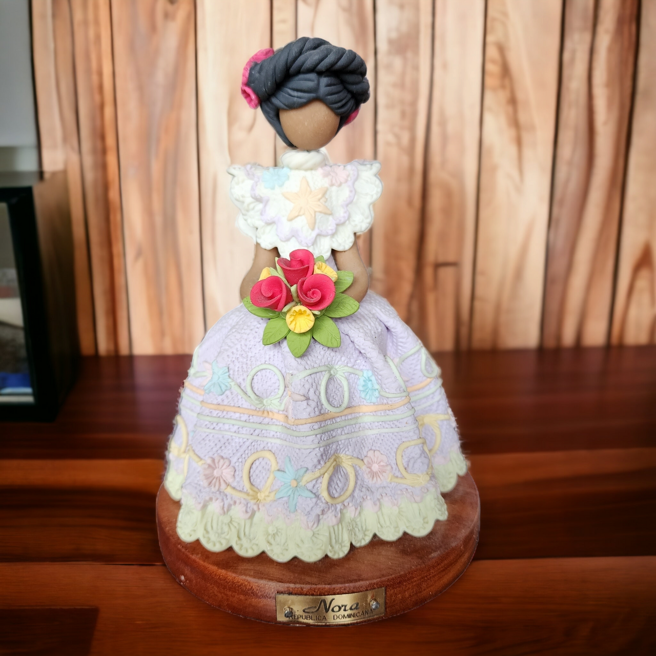 Nora Dominican Republic Faceless Doll Wood Polymer Clay Figurine