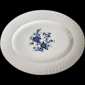 14" Wedgwood Royal Blue Floral Center Swirled Rim Oval Serving Platter
