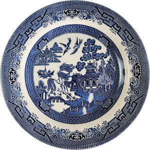 12" Churchill Willow Blue Georgian Shape Chop Plate Round Platter