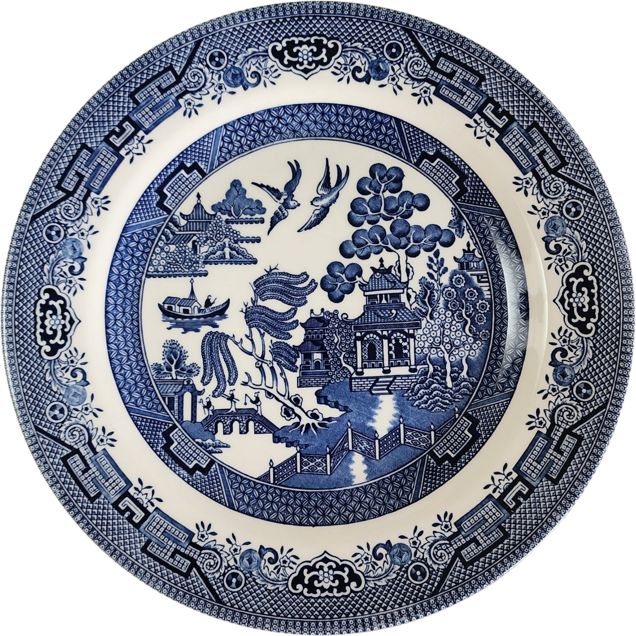 12" Churchill Willow Blue Georgian Shape Chop Plate Round Platter