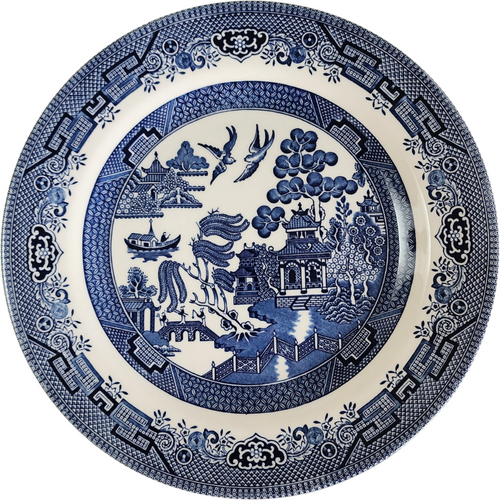 12" Churchill Willow Blue Georgian Shape Chop Plate Round Platter
