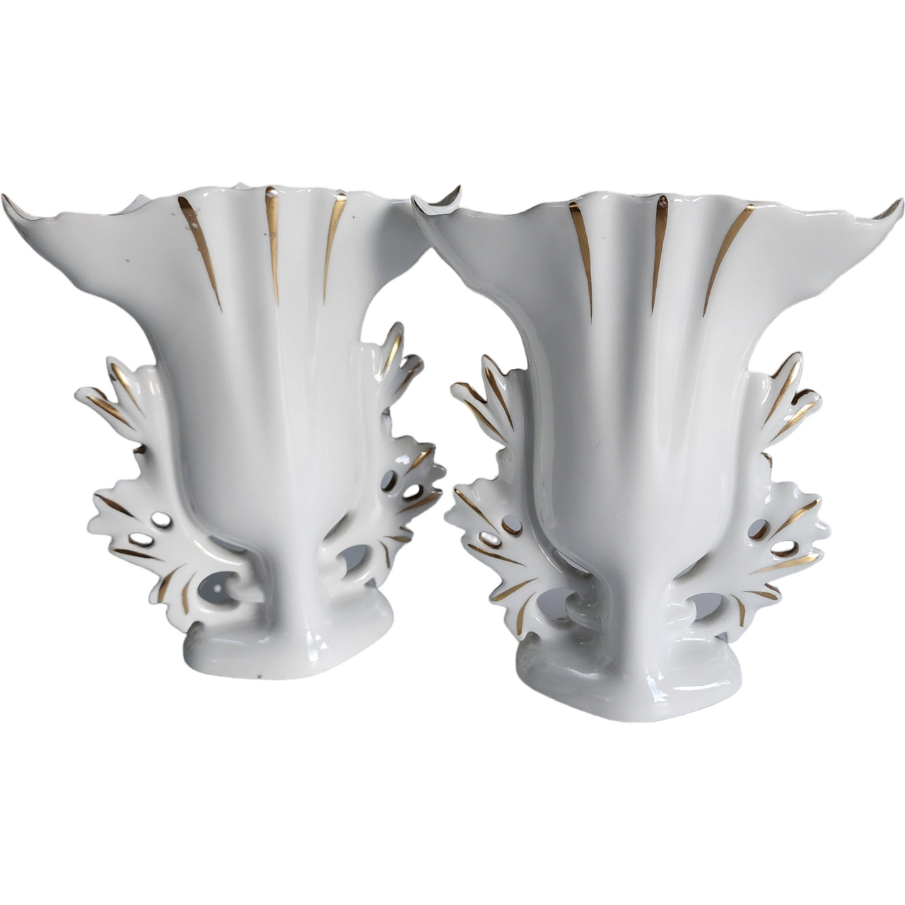 Vista Alegre Pair of Porcelain Spill Vases Marked V. A. Portugal