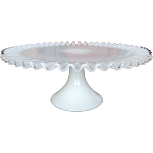 13" Fenton Silver Crest Milk Glass Round Cake Stand