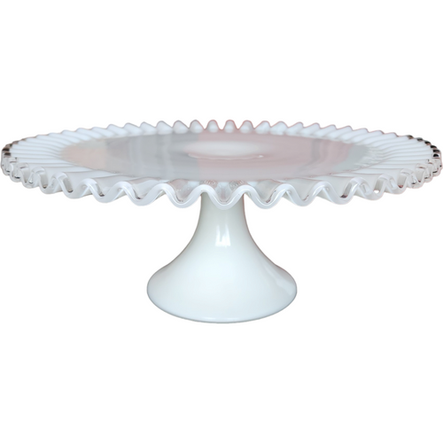 13" Fenton Silver Crest Milk Glass Round Cake Stand