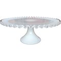 13" Fenton Silver Crest Milk Glass Round Cake Stand