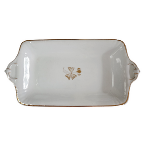 Powell Bishop & Stonier Royal Ironstone Tea Leaf Center And Gold Trim Farmhouse Butter Tray