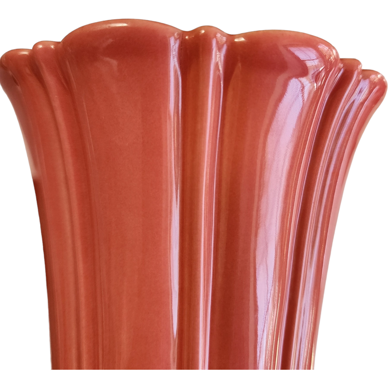 9" Homer Laughlin Fiesta Flamingo Flared Vase Damaged