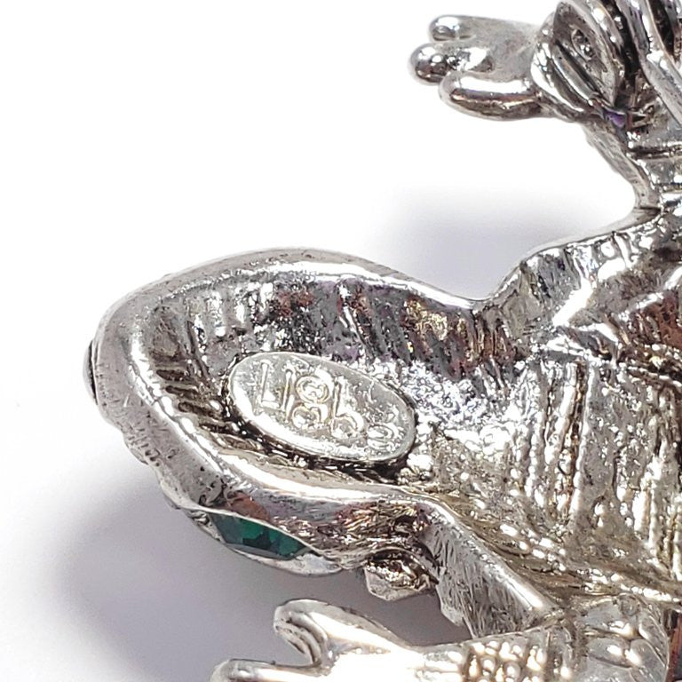 Hobe Pave Marcasite and Silver Frog Brooch Pin, 1940s