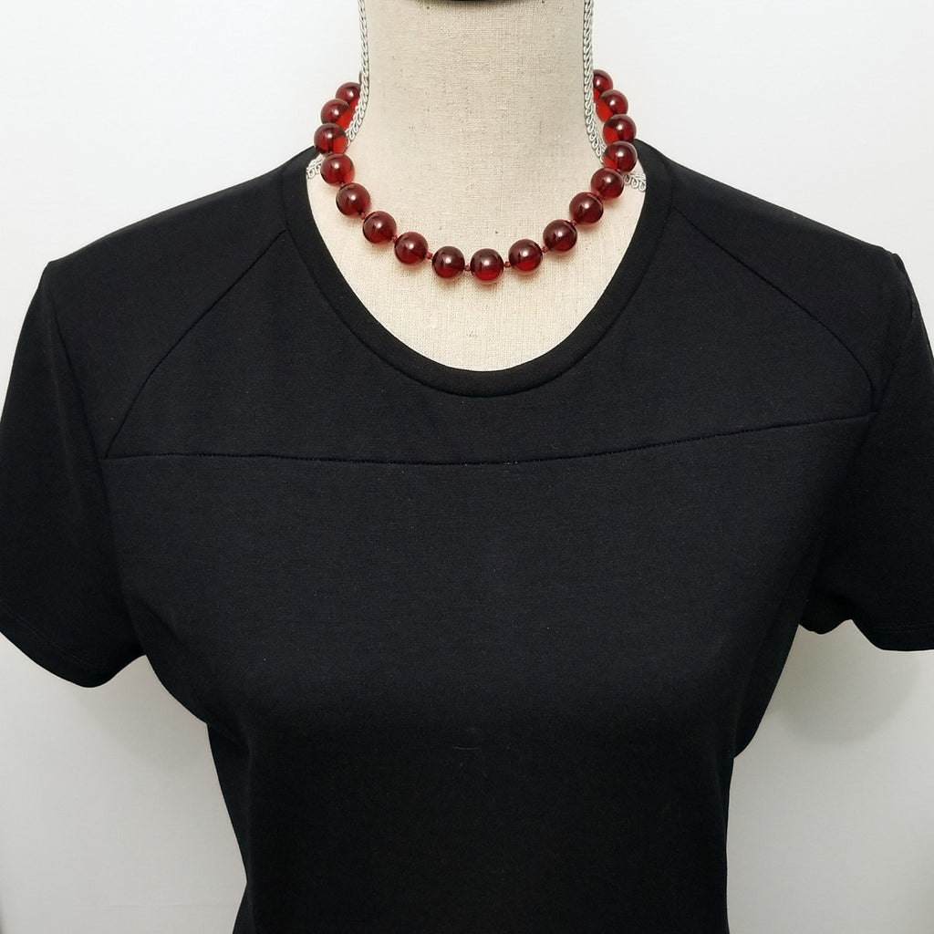 Red Cherry Amber Bakelite 16" Round Bead Choker Necklace