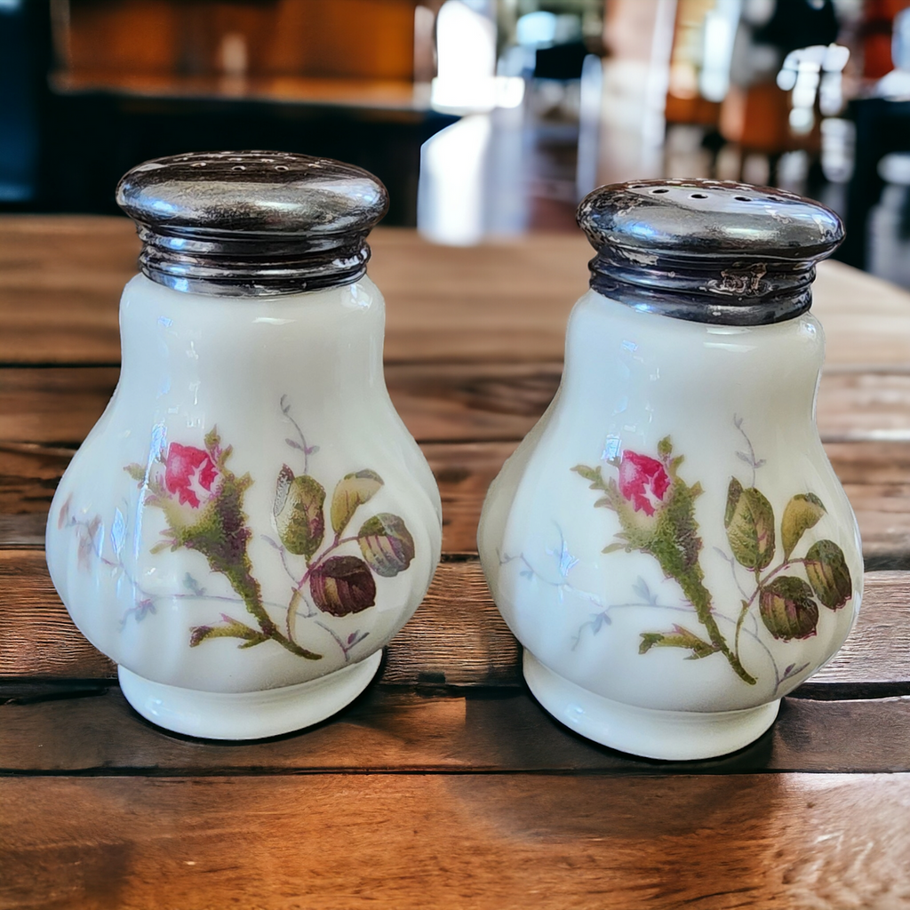 Rosenthal Pompadour Ivory Moss Rose Individual Salt & Pepper Set