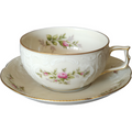 Rosenthal Continental Sanssouci Rose Ivory Gold Trim Flat Cup & Saucer Set