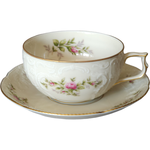 Rosenthal Continental Sanssouci Rose Ivory Gold Trim Flat Cup & Saucer Set