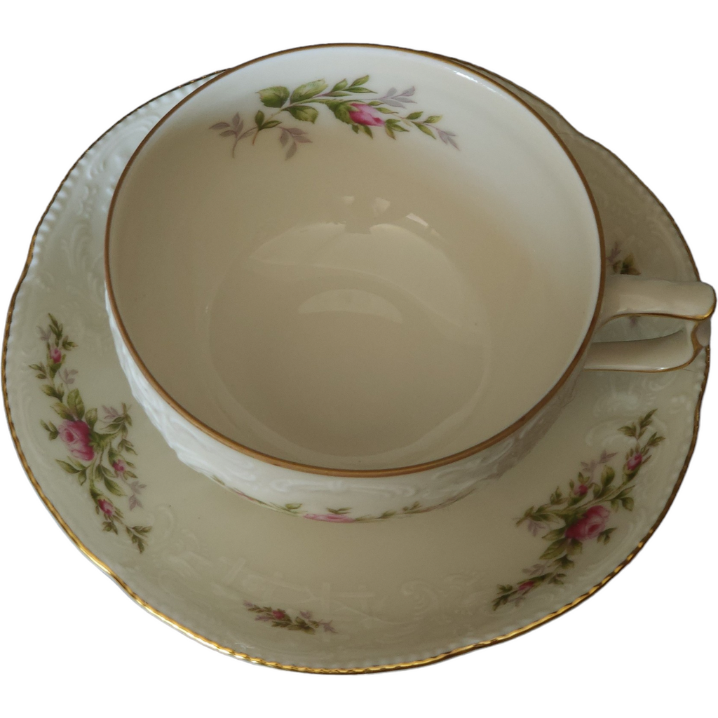 Rosenthal Continental Sanssouci Rose Ivory Gold Trim Flat Cup & Saucer Set