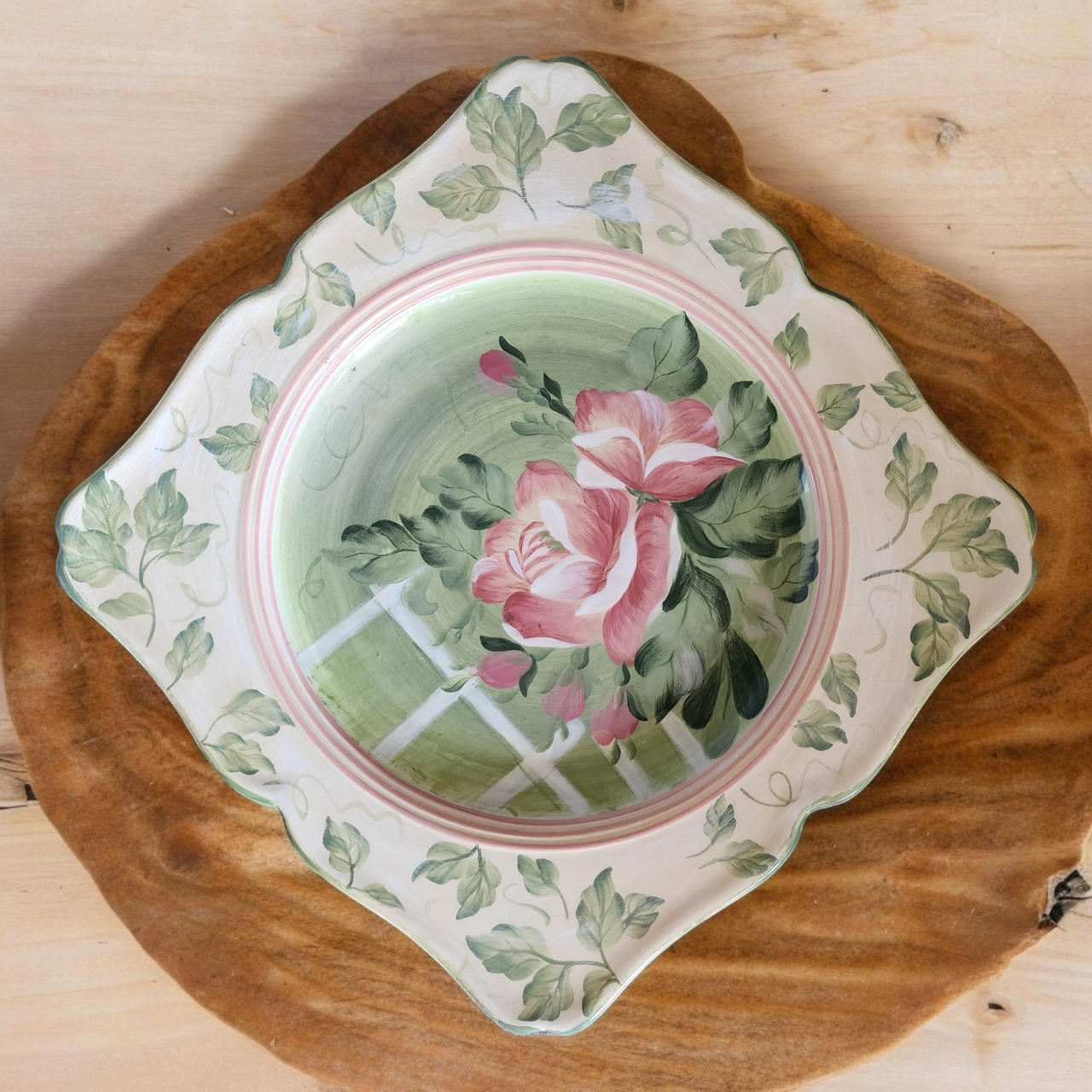 13" Certified International Cottage Rose Square Serving Platter