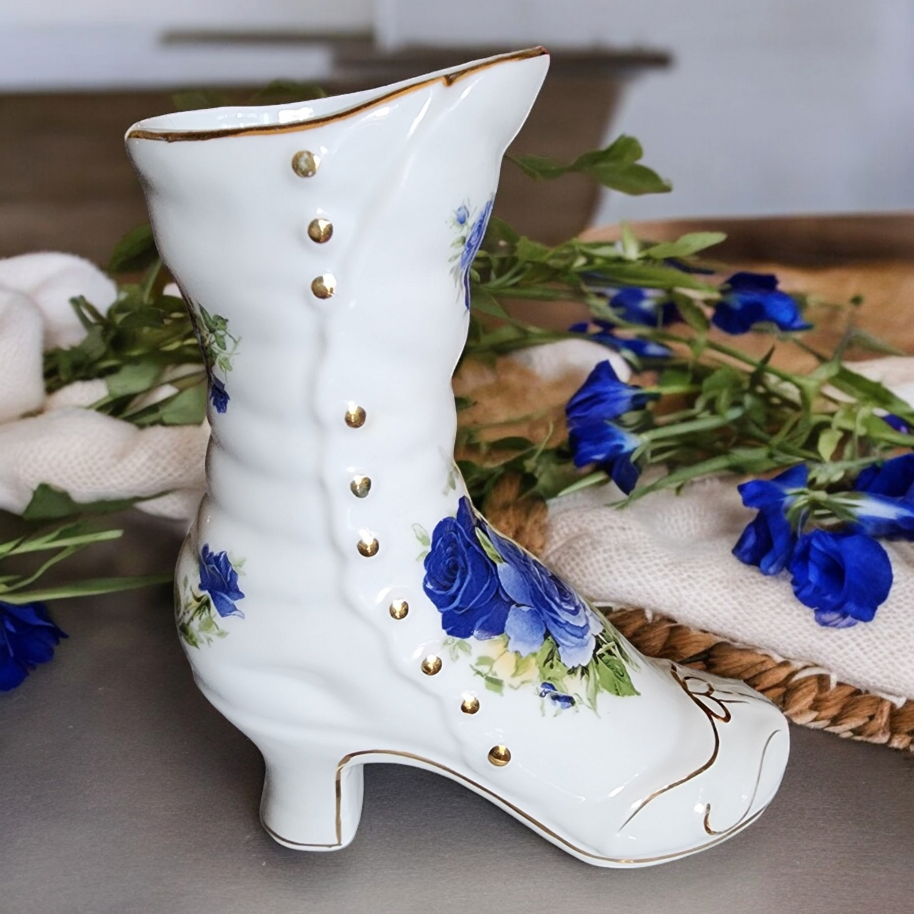 Formalities by Baum Bros Decorative Floral Porcelain Victorian Boot Shoe