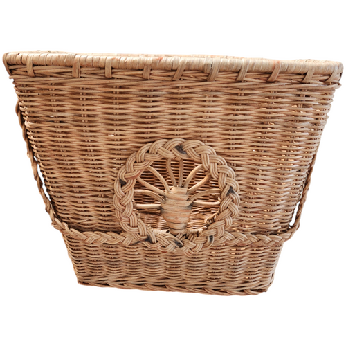 Handcrafted Woven Wicker Basket with Decorative Design