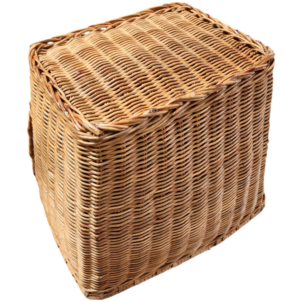 Handcrafted Woven Wicker Basket with Decorative Design