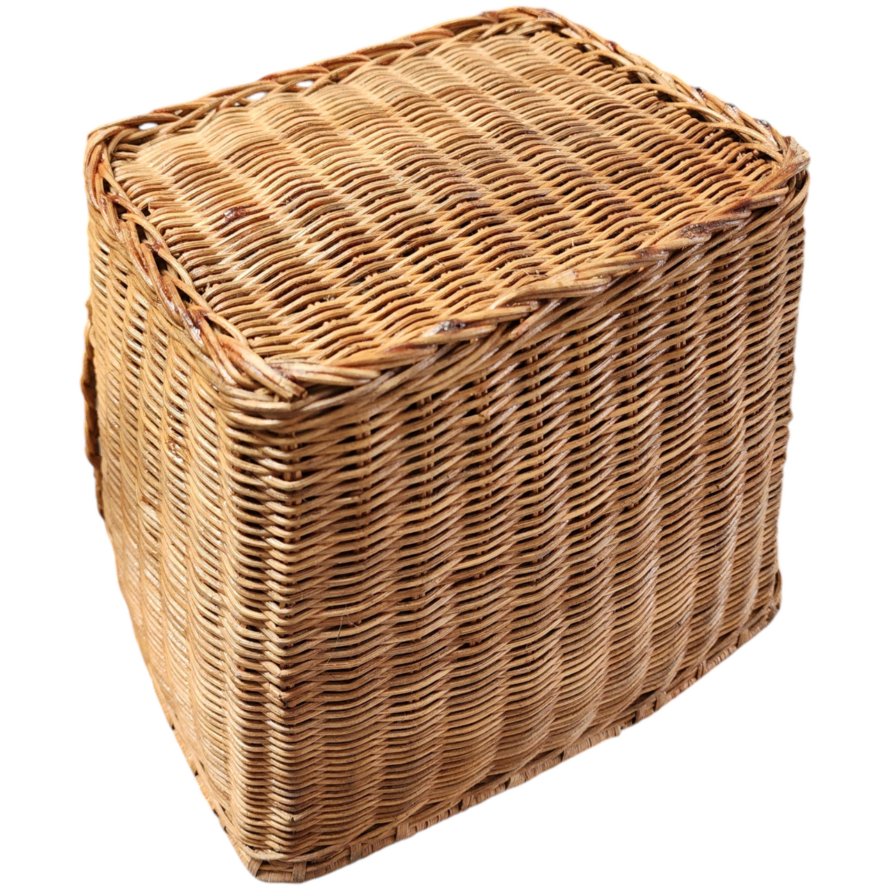 Handcrafted Woven Wicker Basket with Decorative Design