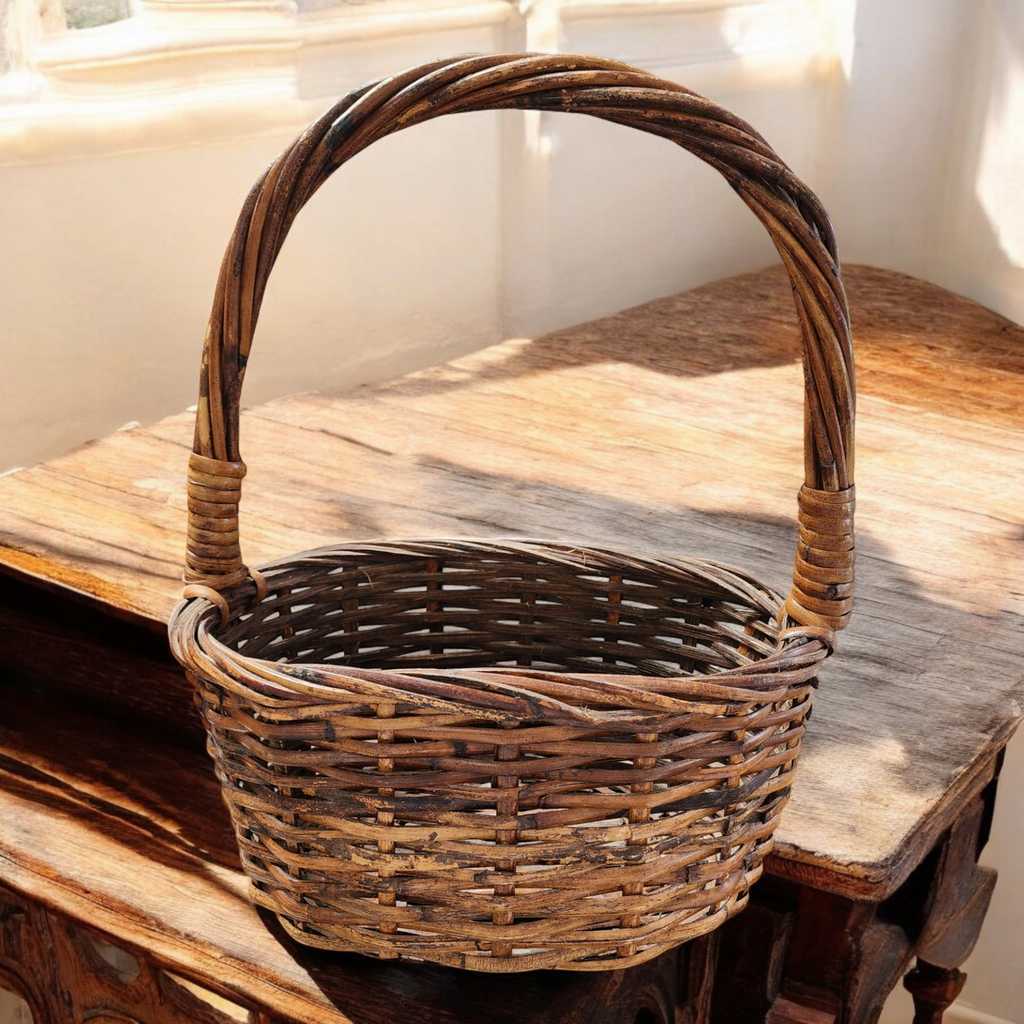 18" Wicker Rattan Farmhouse Home Decor Storage Primitive Basket