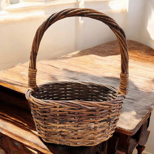 18" Wicker Rattan Farmhouse Home Decor Storage Primitive Basket