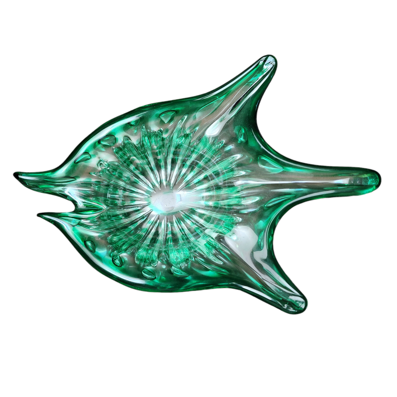 MCM Murano Art Glass Green Tropical Fish Bowl