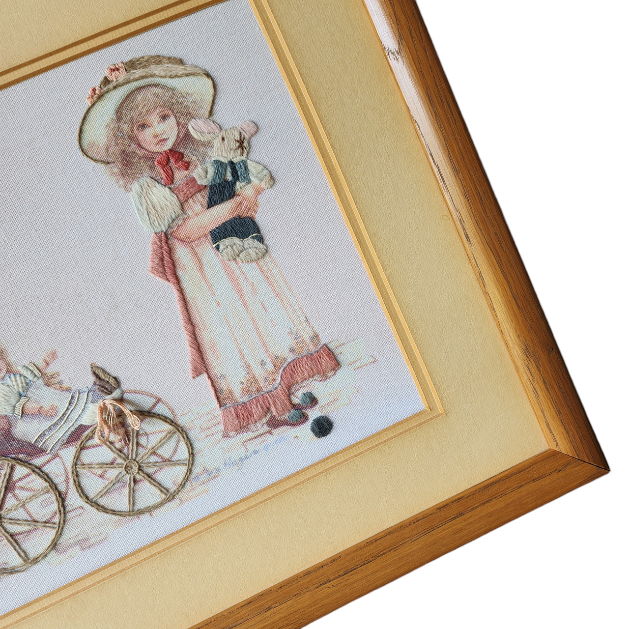 Jan Hagara Finished Hand Embroidered Crewel Fabric Art Framed