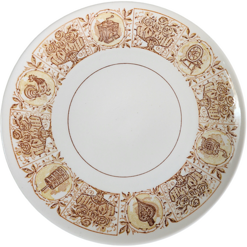 Taylor, Smith & Taylor TS&T Farmhouse Platter Vintage Sepia Brown Transferware with Rustic Motifs