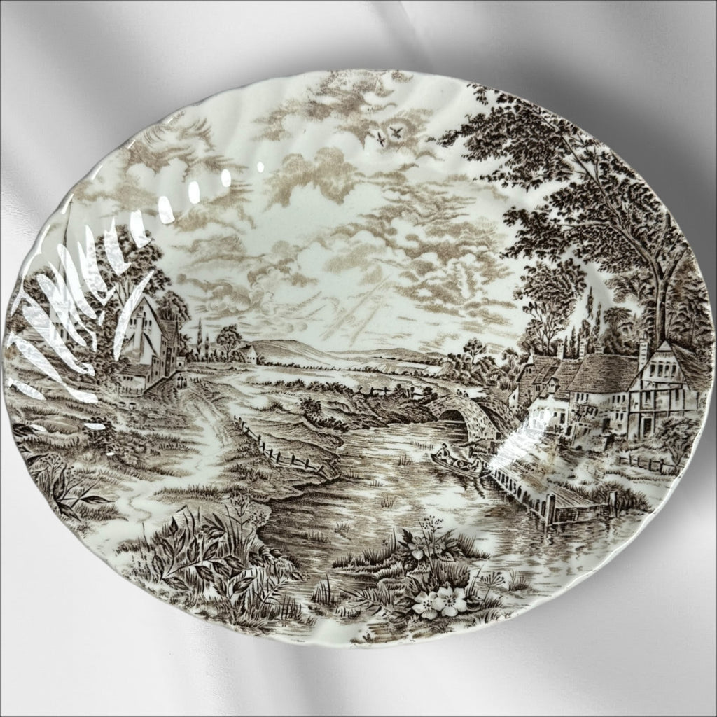 Ridgway Country Days Brown 12" Oval Serving Platter Staffordshire England