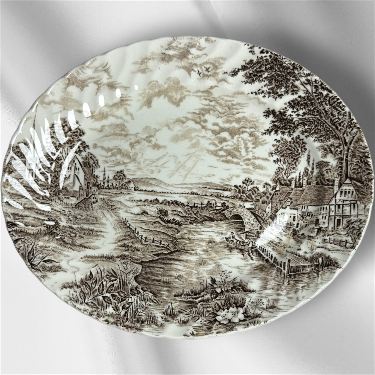 Ridgway Country Days Brown 12" Oval Serving Platter Staffordshire England