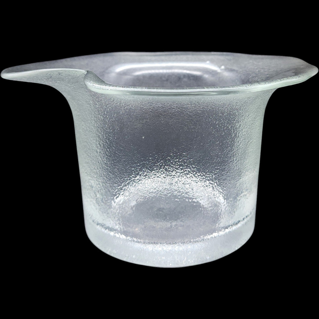 Pilgrim Glass Vintage Clear Frosted Top Hat Vase & Planter 7"