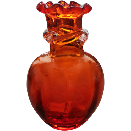Pilgrim Crackled Blown Sandwich Glass Miniature Vase