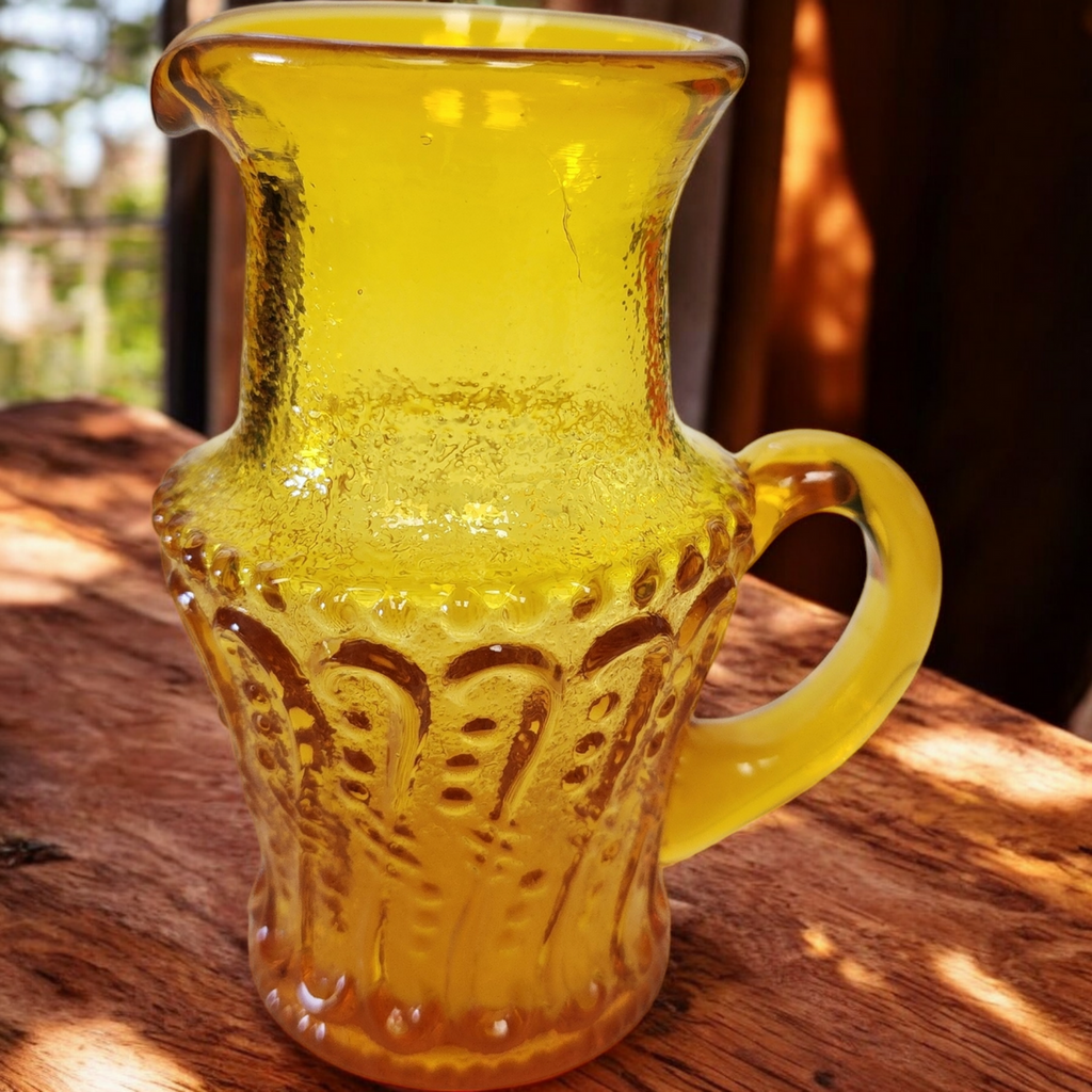 Pilgrim Glass Amber Small Pitcher Vase