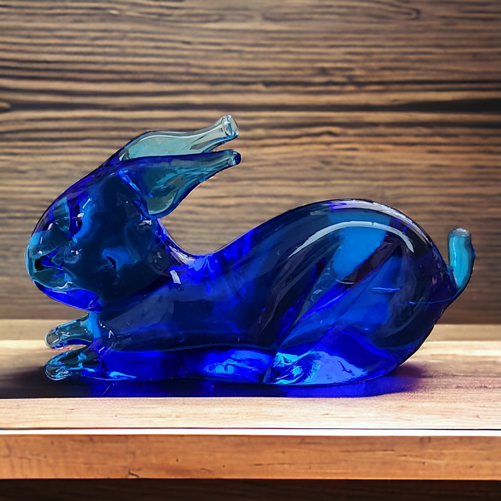 Pilgrim Glass Animals Cobalt Blue Bunny Rabbit Figurine Paperweight