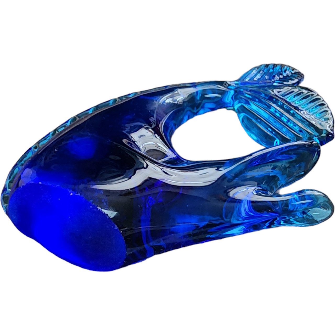 Pilgrim Glass Animals Cobalt Blue Dolphin/Fish Hand Blown Figurine Paperweight