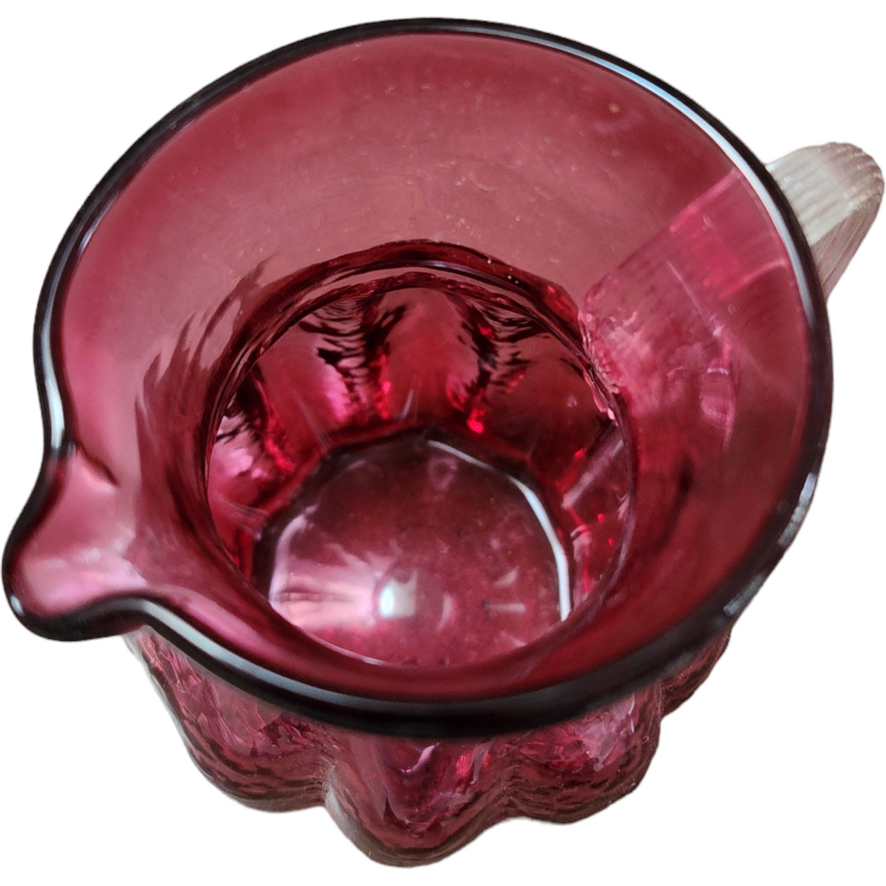 Pilgrim Glass Cranberry Optic 5 Oz Pitcher