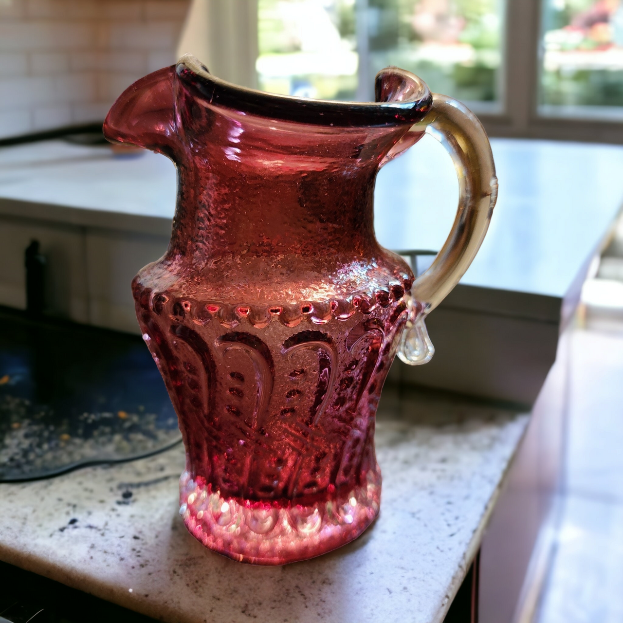 Pilgrim Glass Cranberry Small Pitcher