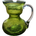 Pilgrim Glass Olive Crackled Blown Glass Miniature Pitcher