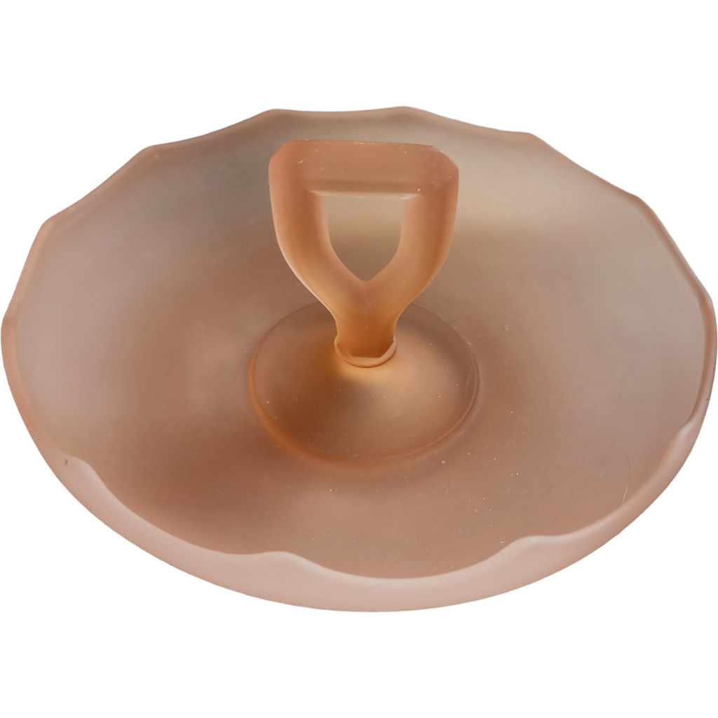 Pink Frosted Satin Depression Glass Center Handle Tidbit Tray Candy Dish Bowl