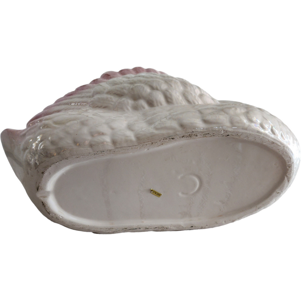 Pink Purple Gold White Lusterware Porcelain Swan Planter Vase Bowl