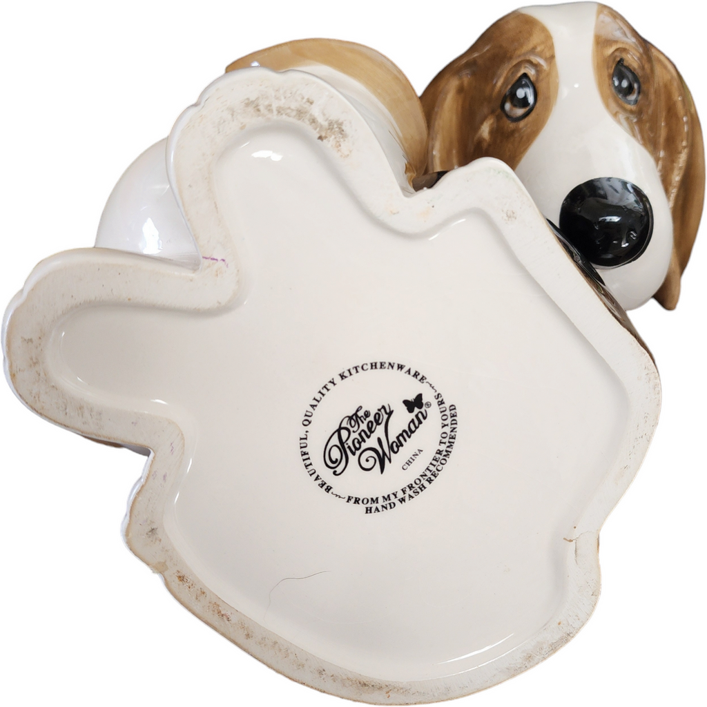 Pioneer Woman Figural Dog Shaped Cookie Jar & Lid