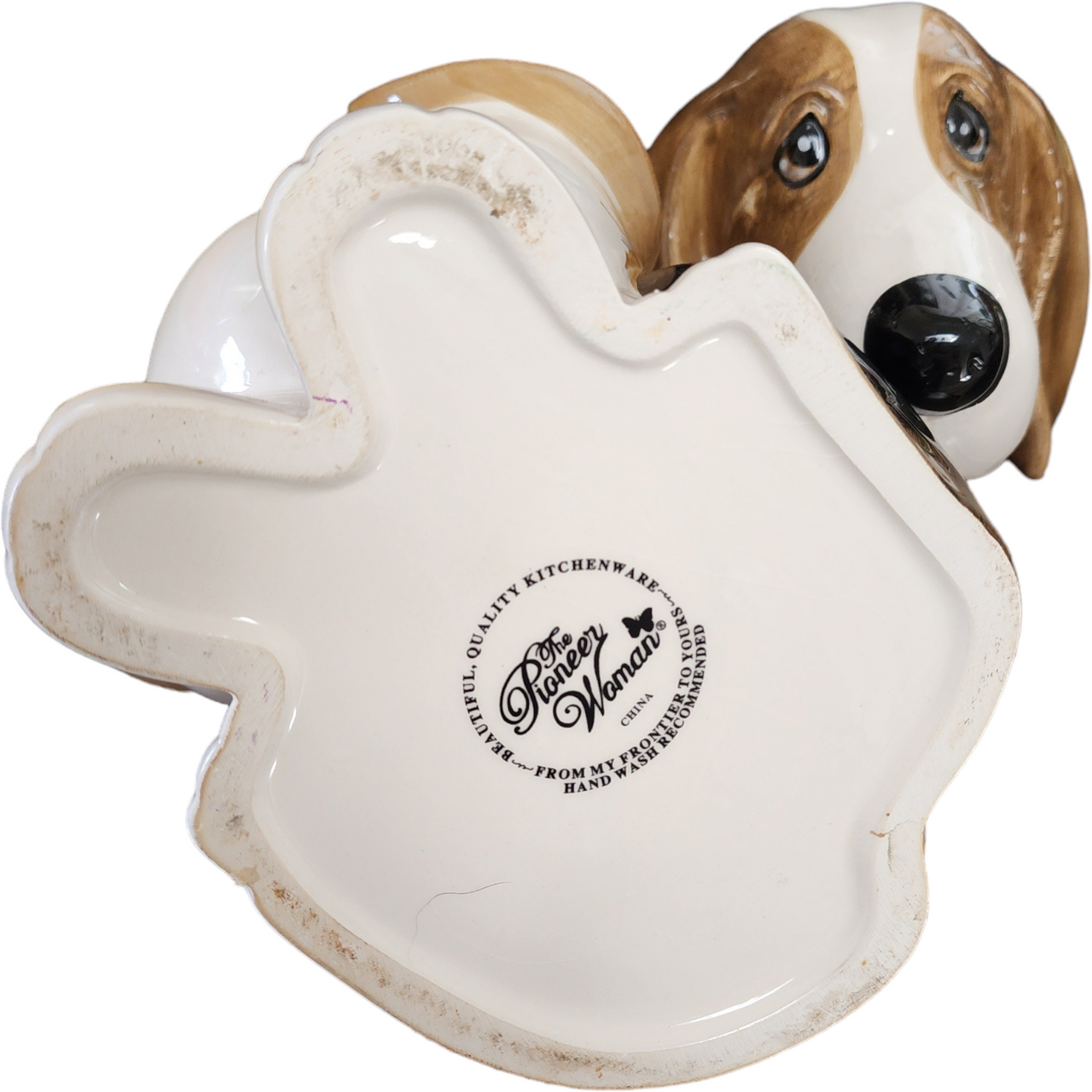 Pioneer Woman Figural Dog Shaped Cookie Jar & Lid