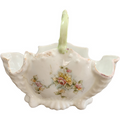 Porcelain Basket with Floral Design and Scalloped Rim