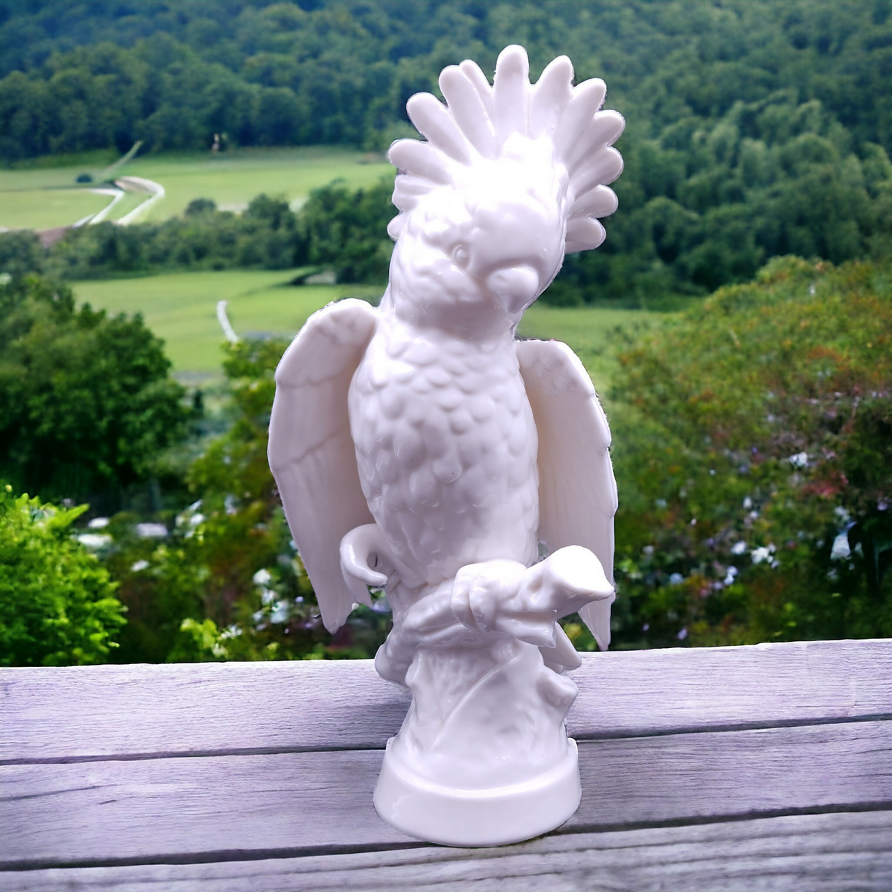 Porcelain Blanc de Chine White Cockatiel Bird Figurine Japan