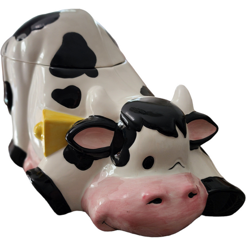 Porcelain Cow Cookie Jar & Lid